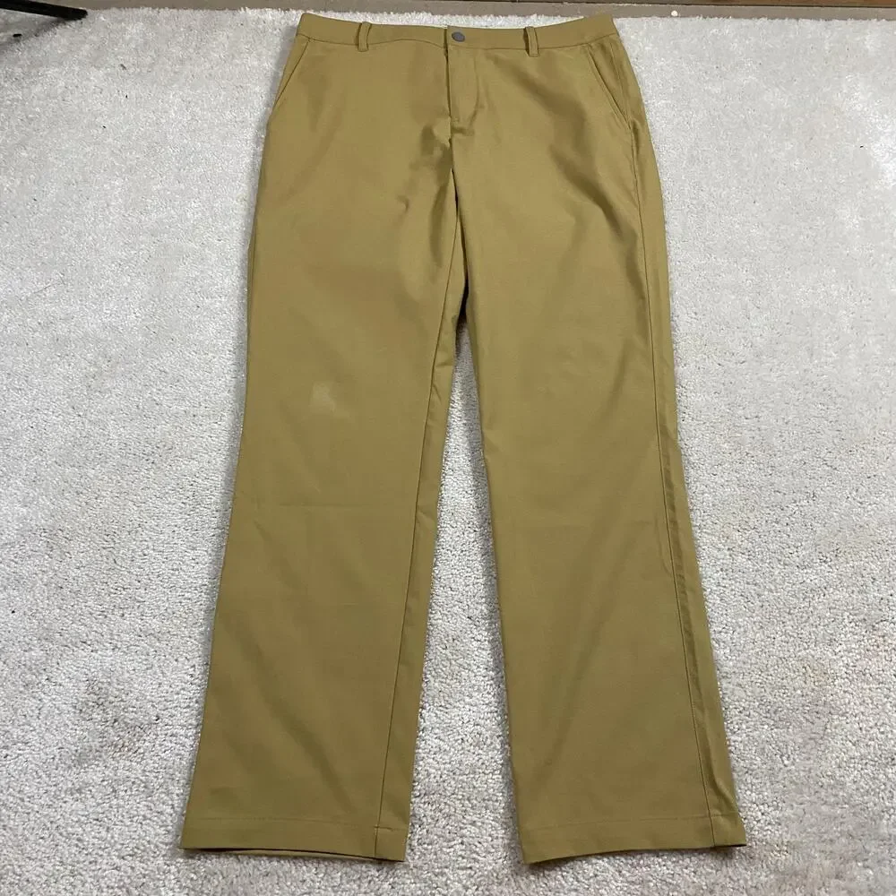 PUMA Golf Pants Mens 33x31 Beige Khakis Performance Stretch Zip Pocket Casual
